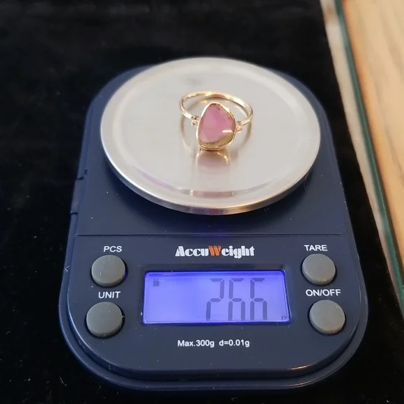 Watermelon Tourmaline 18k yellow bezel gold Ring - Picture 6 of 9